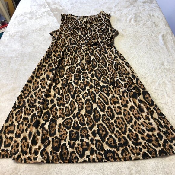 Leopard Animal Print Sleeveless Dress Size Large - Picture 3 of 12